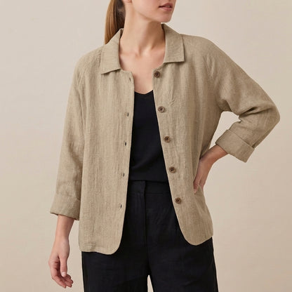 Relaxed Fit Button-Front Shirt for Women – Breathable Comfort & Style