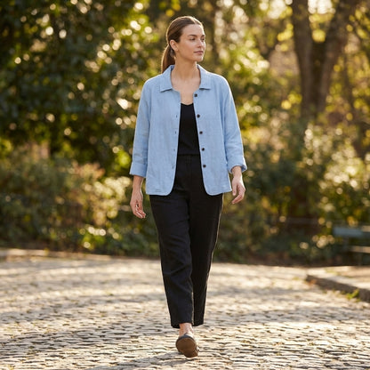Relaxed Fit Button-Front Shirt for Women – Breathable Comfort & Style