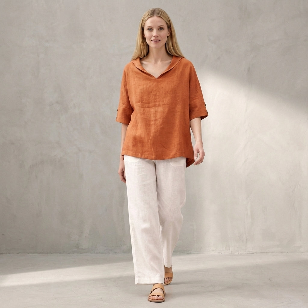 Revere Collar Blouse for Women – Breathable Everyday Comfort