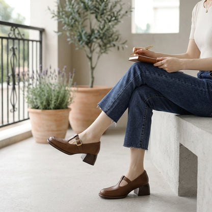 Square Toe T-Strap Flats for Women – Everyday Comfort & Style