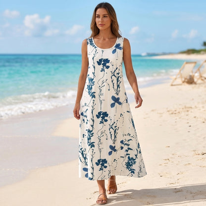 Floral A-Line Midi Dress for Women – Casual Style & Comfort