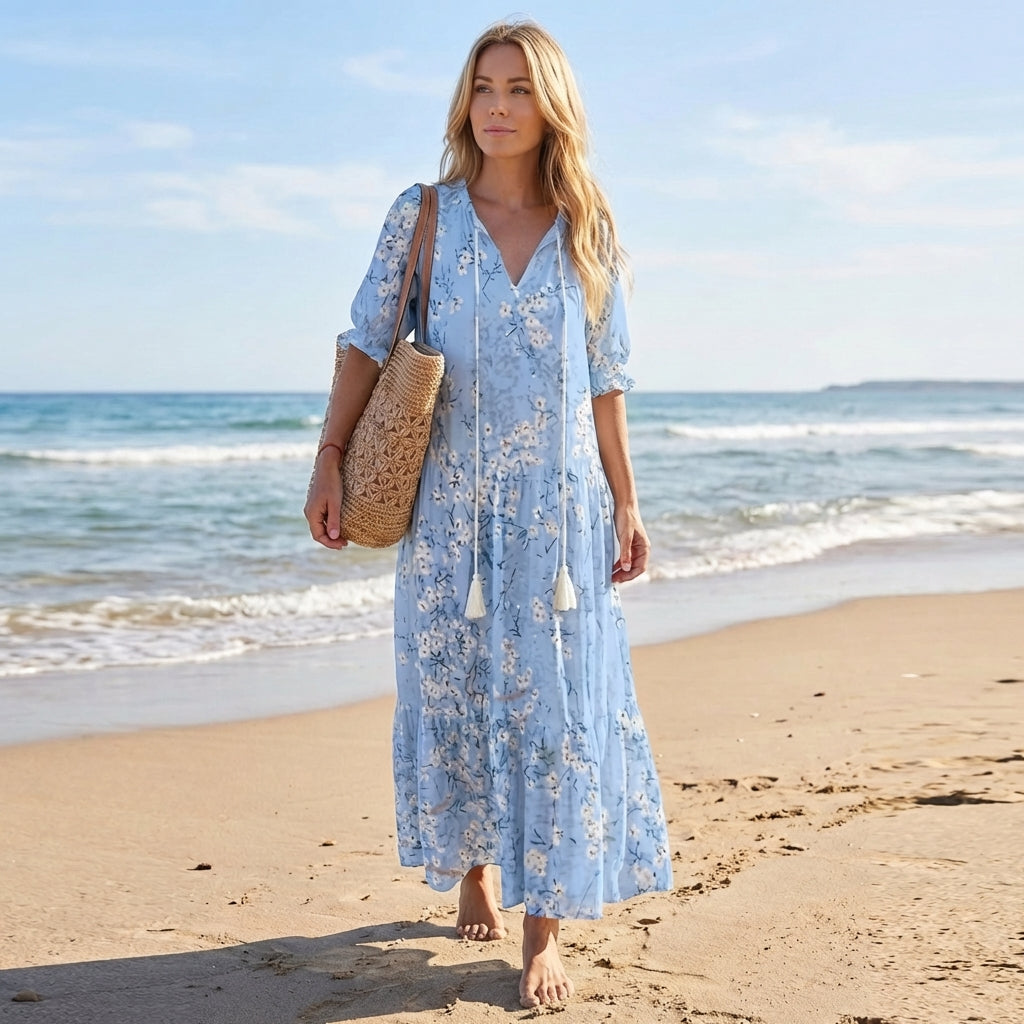 V-Neck Maxi Dress for Women – Relaxed Summer Style
