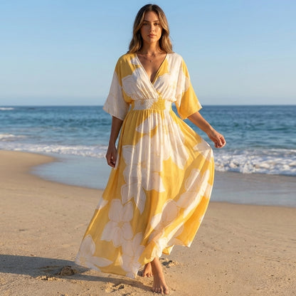 Floral Wrap Front Maxi Dress for Women – Flattering & Comfortable