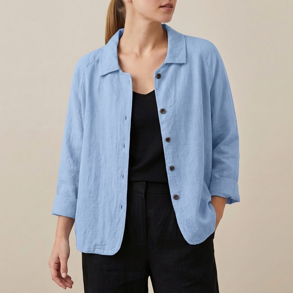 Relaxed Fit Button-Front Shirt for Women – Breathable Comfort & Style
