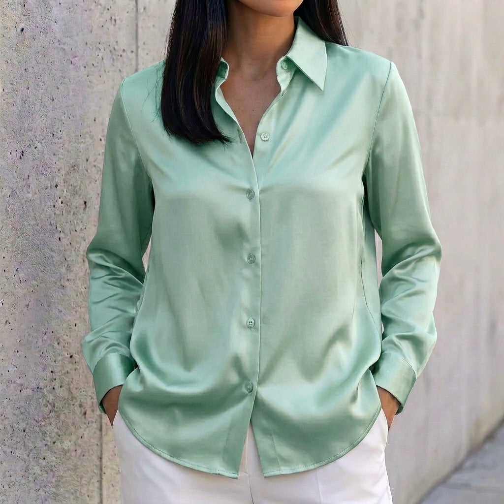 Tailored Collar Button-Up Shirt for Women – Timeless & Versatile