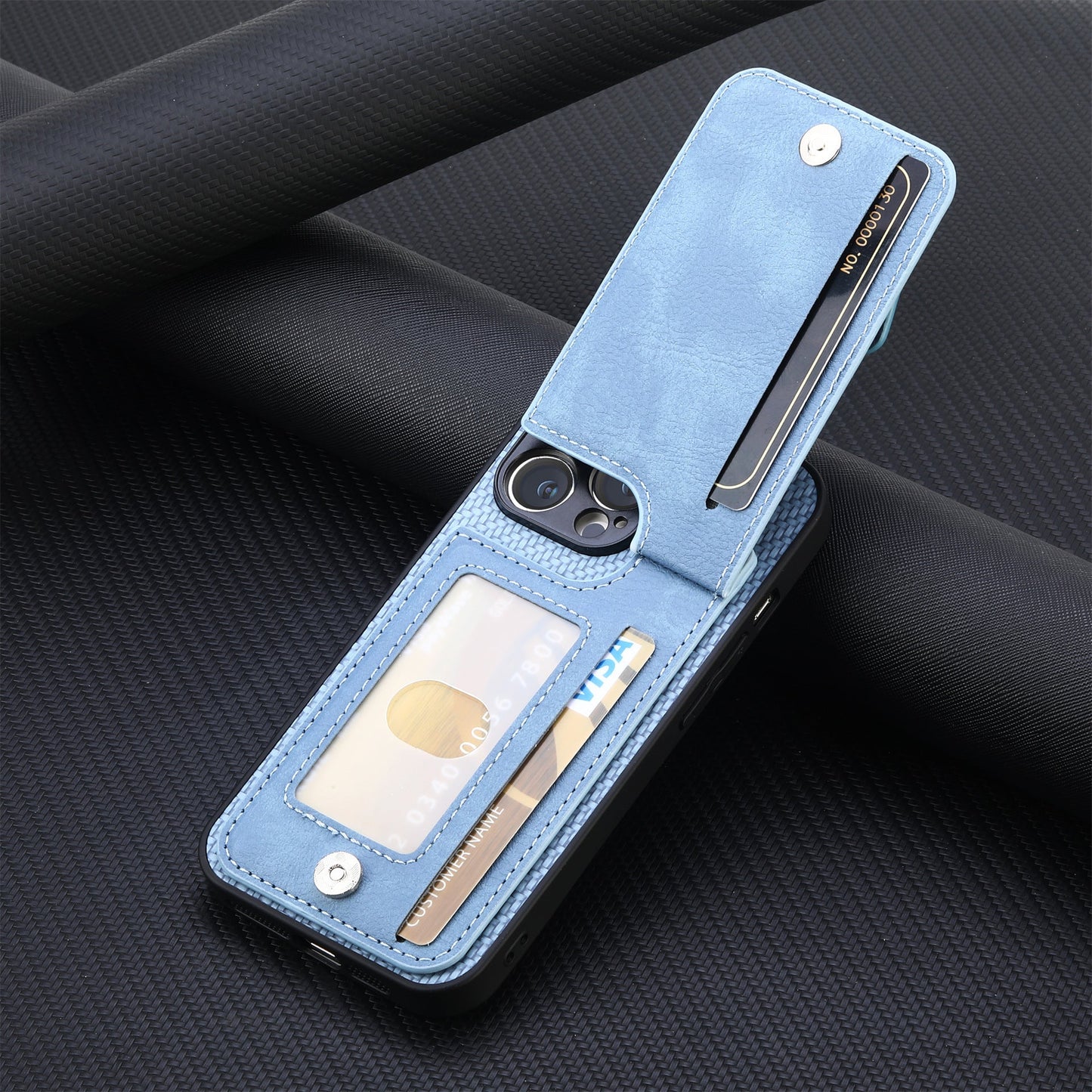 Textured Leather Phone Case With Zipper Pocket