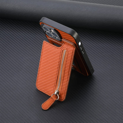 Textured Leather Phone Case With Zipper Pocket