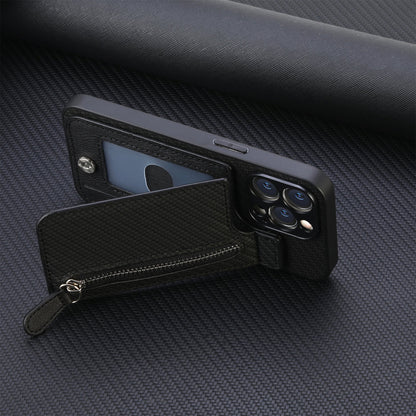 Textured Leather Phone Case With Zipper Pocket