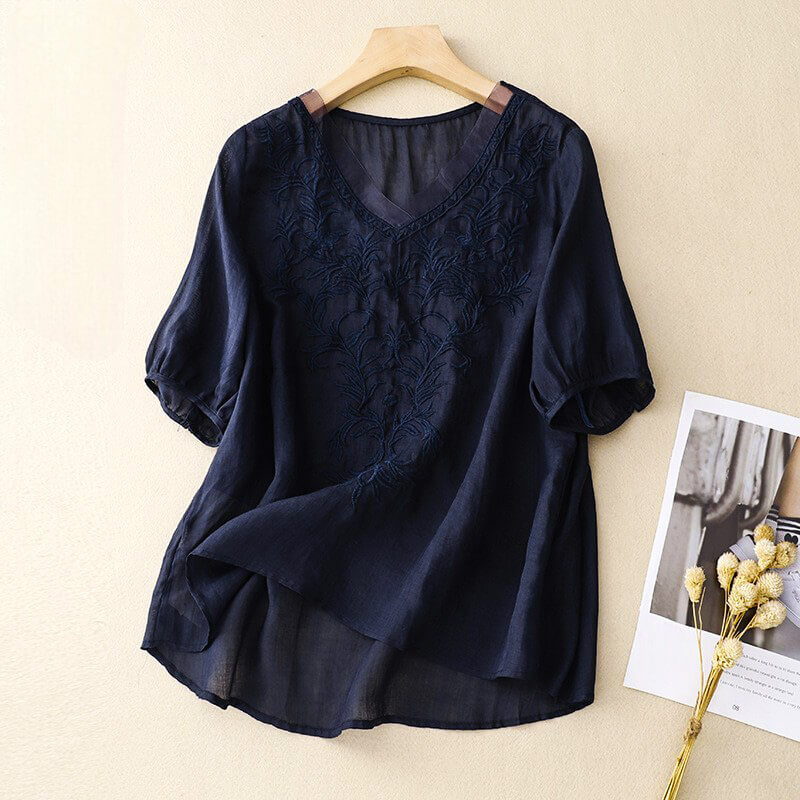 Embroidered Blouse for Women – Breathable Comfort & Casual Ease