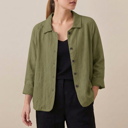 Relaxed Fit Button-Front Shirt for Women – Breathable Comfort & Style