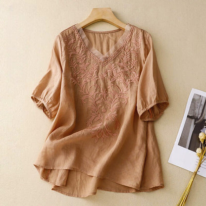 Embroidered Blouse for Women – Breathable Comfort & Casual Ease