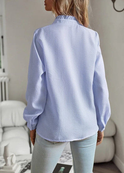 Chiara Relaxed Fit Blouse | Ruffled Collar, Striped Blouse