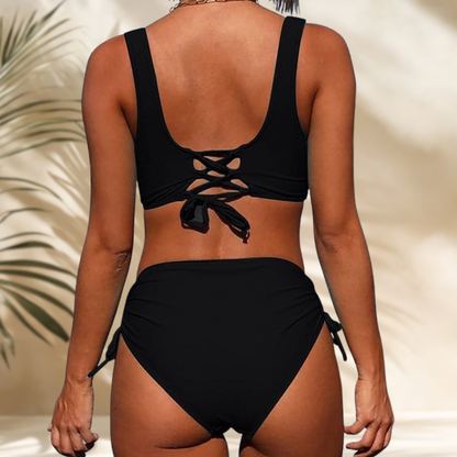 Wrap High-Waist Bikini Set for Women – Flattering Full-Coverage Fit