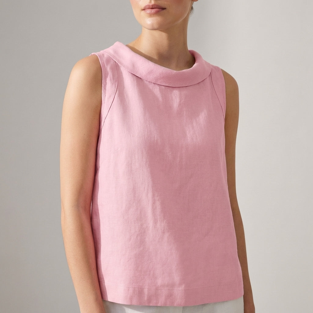 Roll Collar Sleeveless Top for Women – Breathable Everyday Comfort