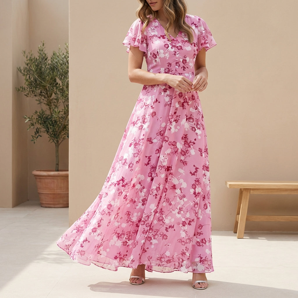 Floral A-Line Maxi Dress for Women – Effortless Summer Elegance