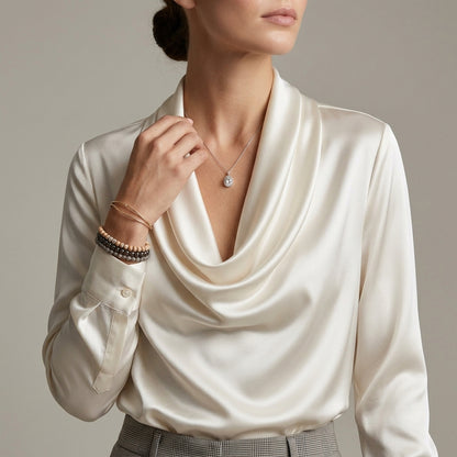 Draped Cowl Neck Blouse for Women – Elegant Formal Style