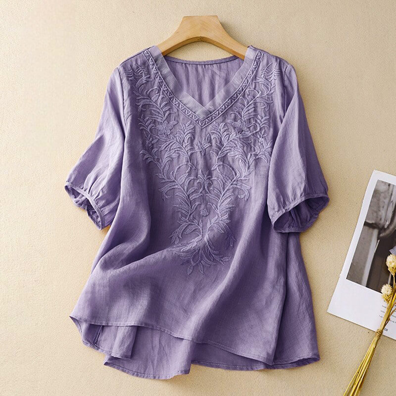 Embroidered Blouse for Women – Breathable Comfort & Casual Ease