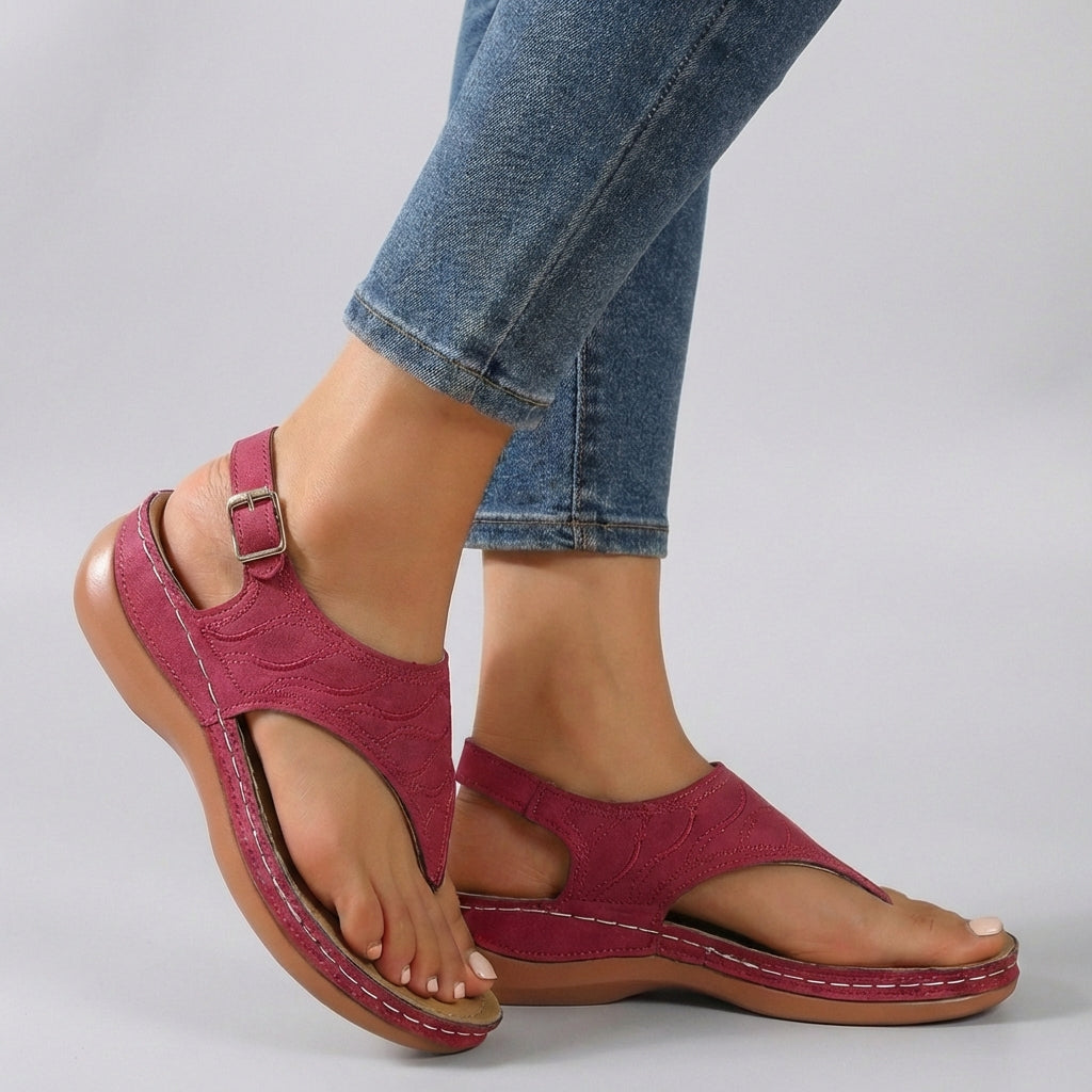 Embroidered Thong Wedge Heel Sandals for Women – Stylish All-Day Comfort