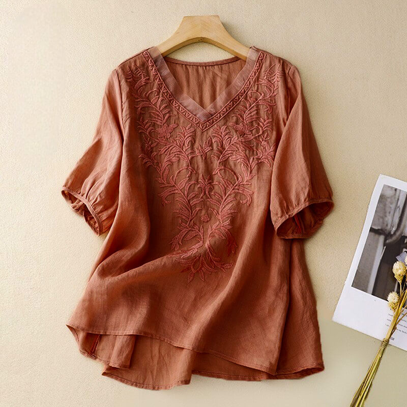 Embroidered Blouse for Women – Breathable Comfort & Casual Ease