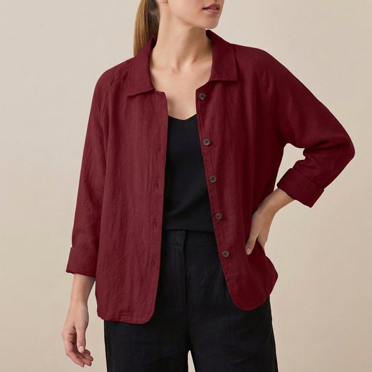 Relaxed Fit Button-Front Shirt for Women – Breathable Comfort & Style