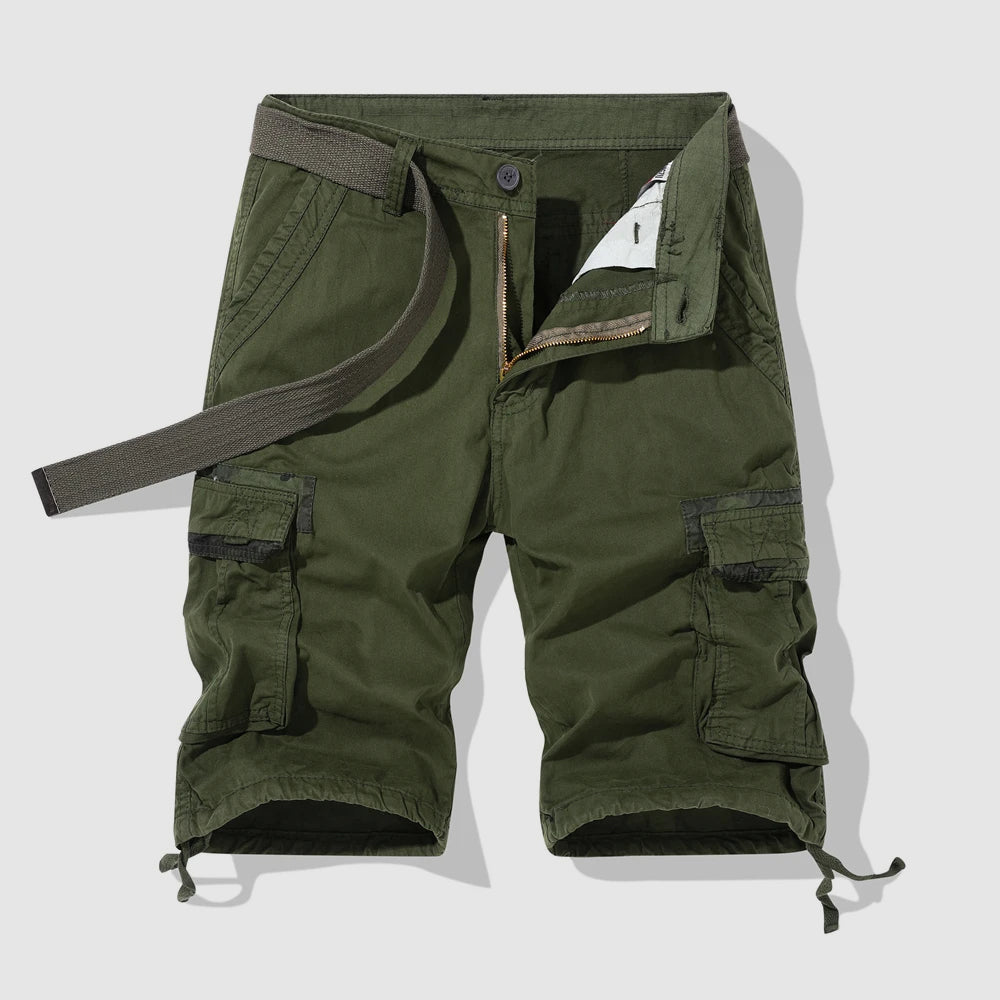 Belted Camouflage-Accent Cargo Shorts for Men – Ample Storage & Comfort