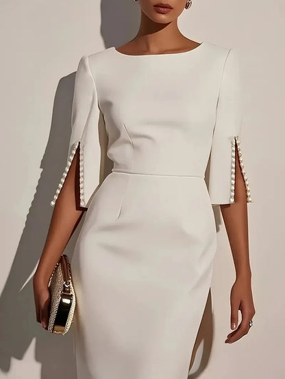 Beaded Slim Fit Midi Dress for Women – Elegant Cocktail Style