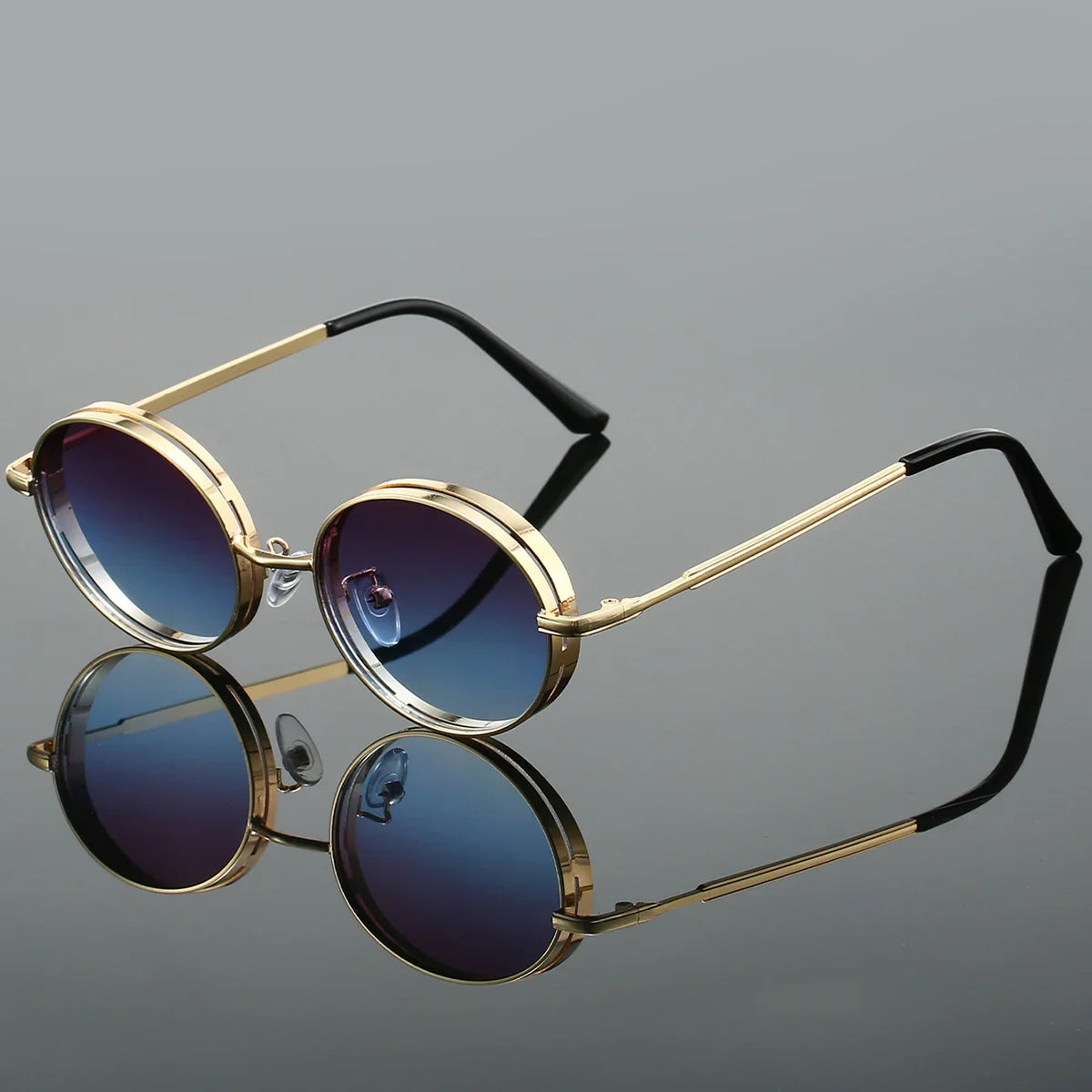 Thick-Frame Round Sunglasses – Gradient Lenses & Everyday Style