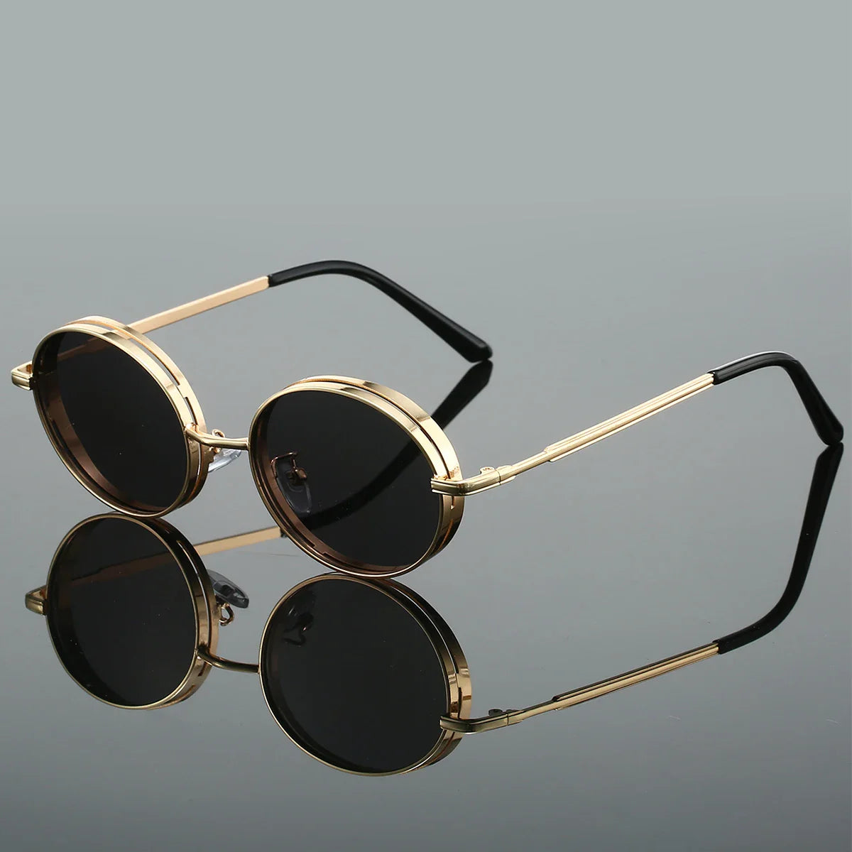 Thick-Frame Round Sunglasses – Gradient Lenses & Everyday Style