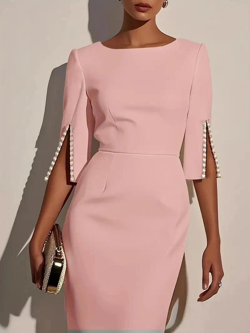 Beaded Slim Fit Midi Dress for Women – Elegant Cocktail Style
