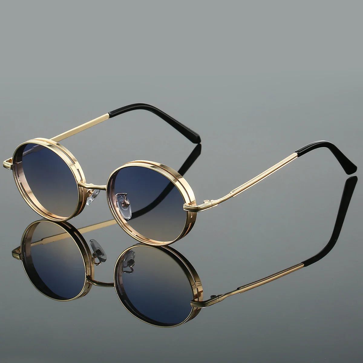 Thick-Frame Round Sunglasses – Gradient Lenses & Everyday Style