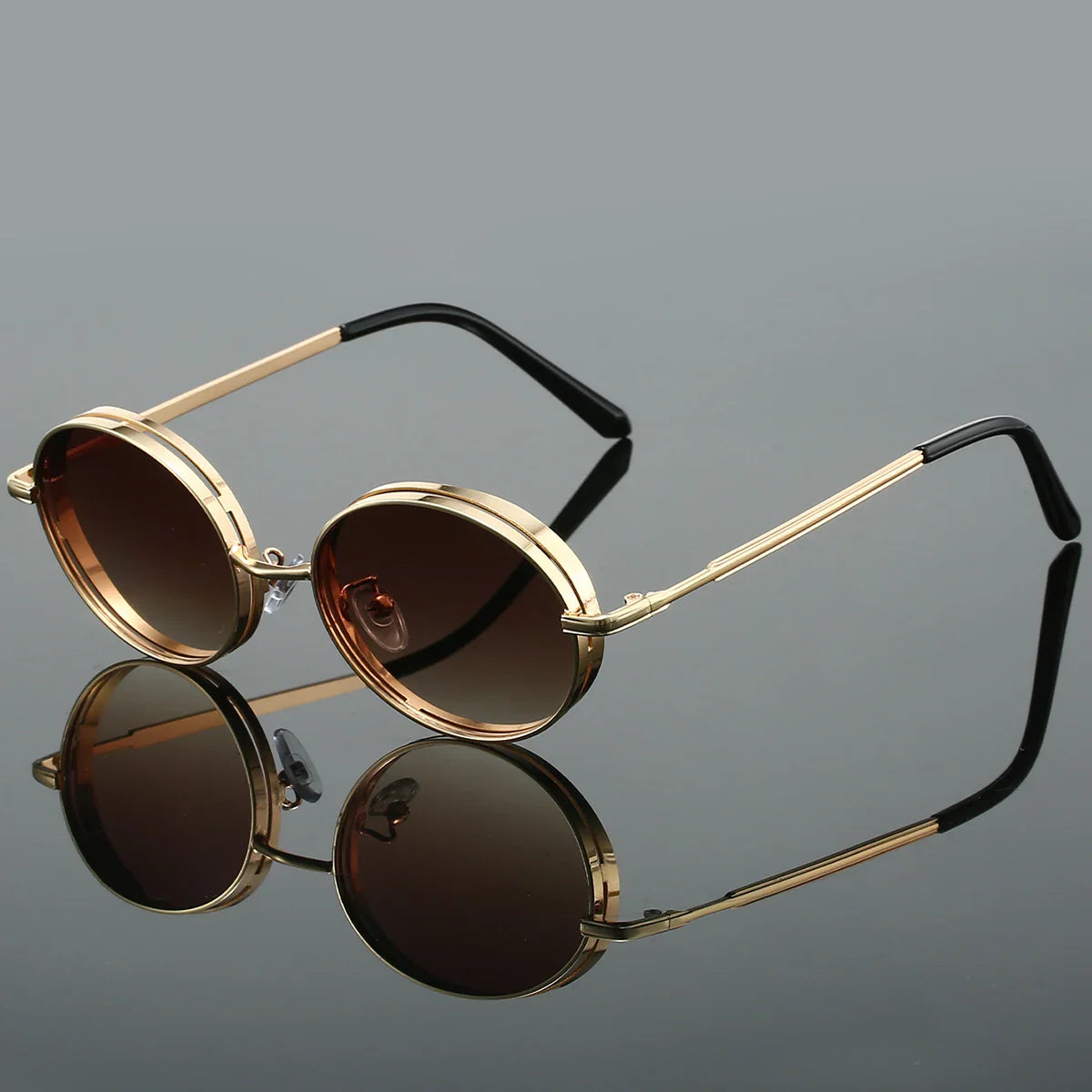 Thick-Frame Round Sunglasses – Gradient Lenses & Everyday Style
