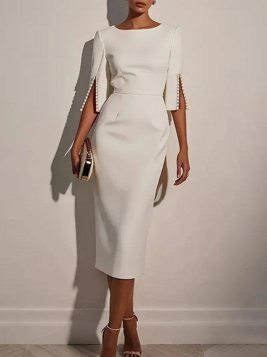 Beaded Slim Fit Midi Dress for Women – Elegant Cocktail Style