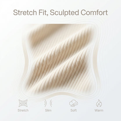 Quarter-Zip Ribbed Turtleneck Top for Women – Flattering Slim Fit