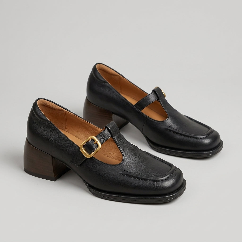Square Toe T-Strap Flats for Women – Everyday Comfort & Style