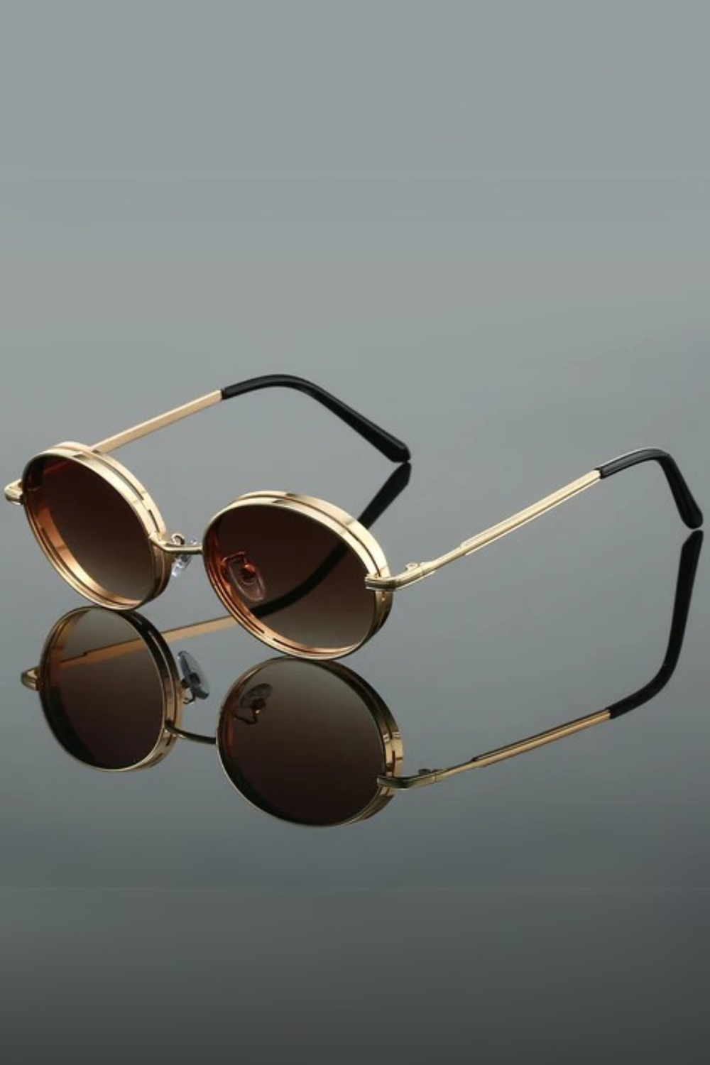Thick-Frame Round Sunglasses – Gradient Lenses & Everyday Style