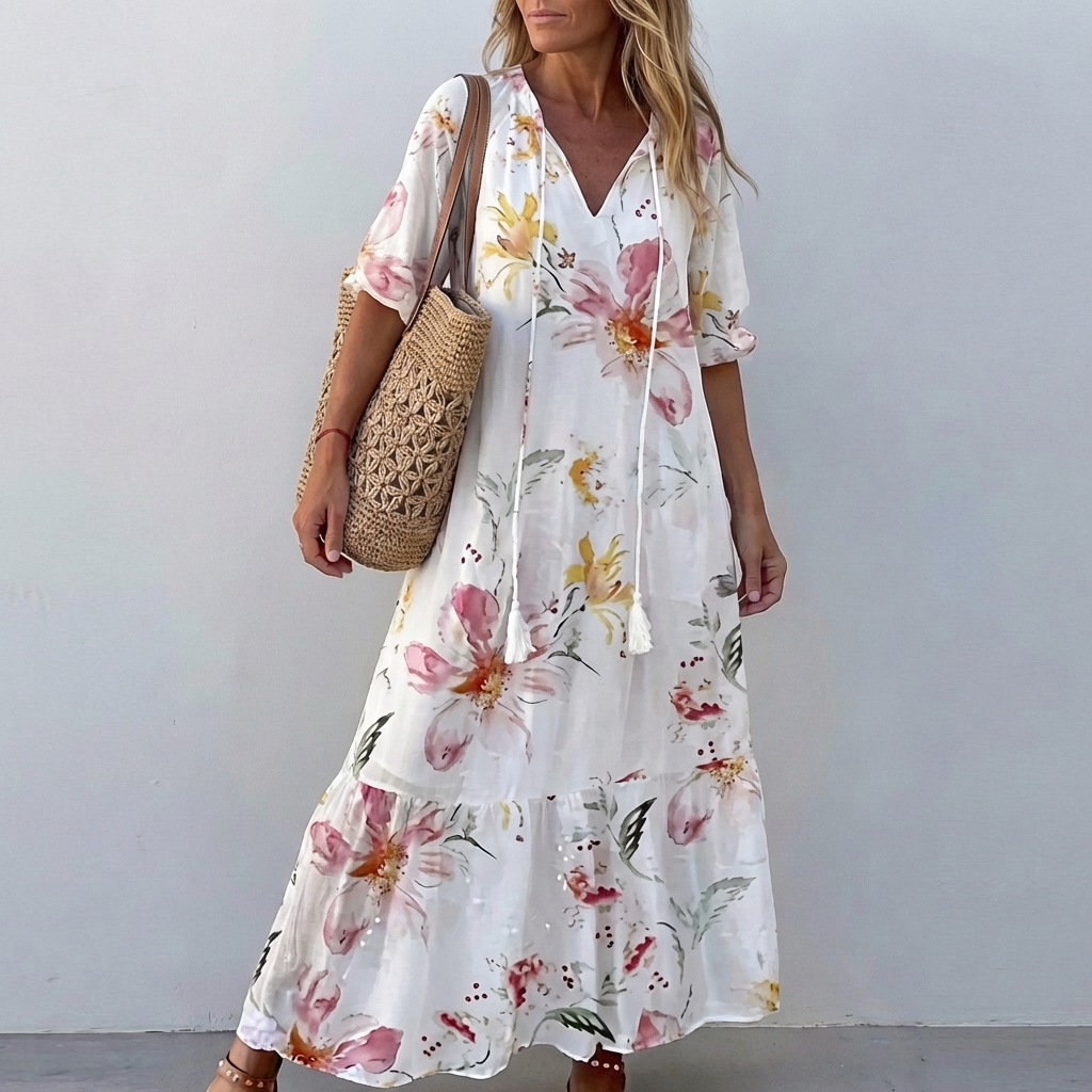 V-Neck Maxi Dress for Women – Relaxed Summer Style