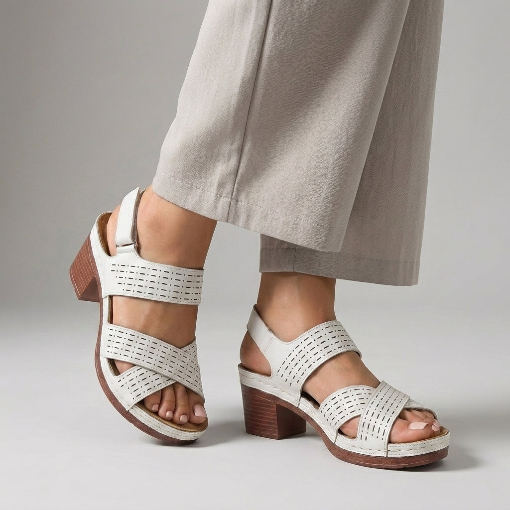 Criss-Cross Block Heel Platform Sandals for Women – Orthopedic Support & Comfort