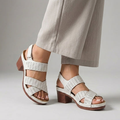 Criss-Cross Block Heel Platform Sandals for Women – Orthopedic Support & Comfort