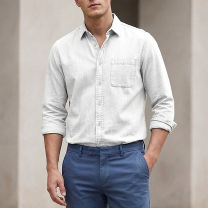 Long-Sleeve Button-Front Shirt for Men – Casual Style & Comfort