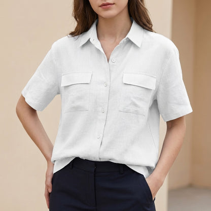 Button-Front Short-Sleeve Shirt for Women – Breathable Everyday Comfort
