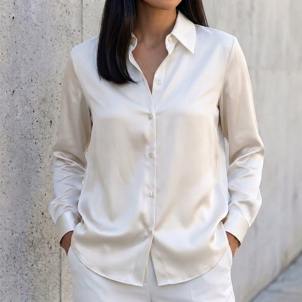 Tailored Collar Button-Up Shirt for Women – Timeless & Versatile