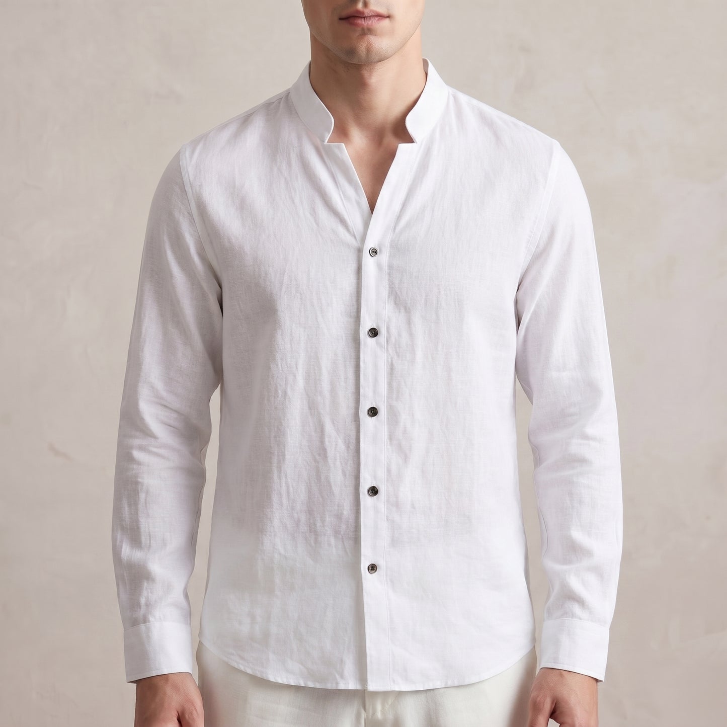 Band Collar Shirt for Men – Breathable All-Day Comfort