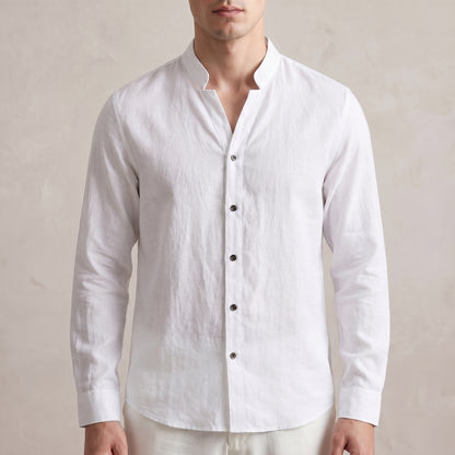 Band Collar Shirt for Men – Breathable All-Day Comfort