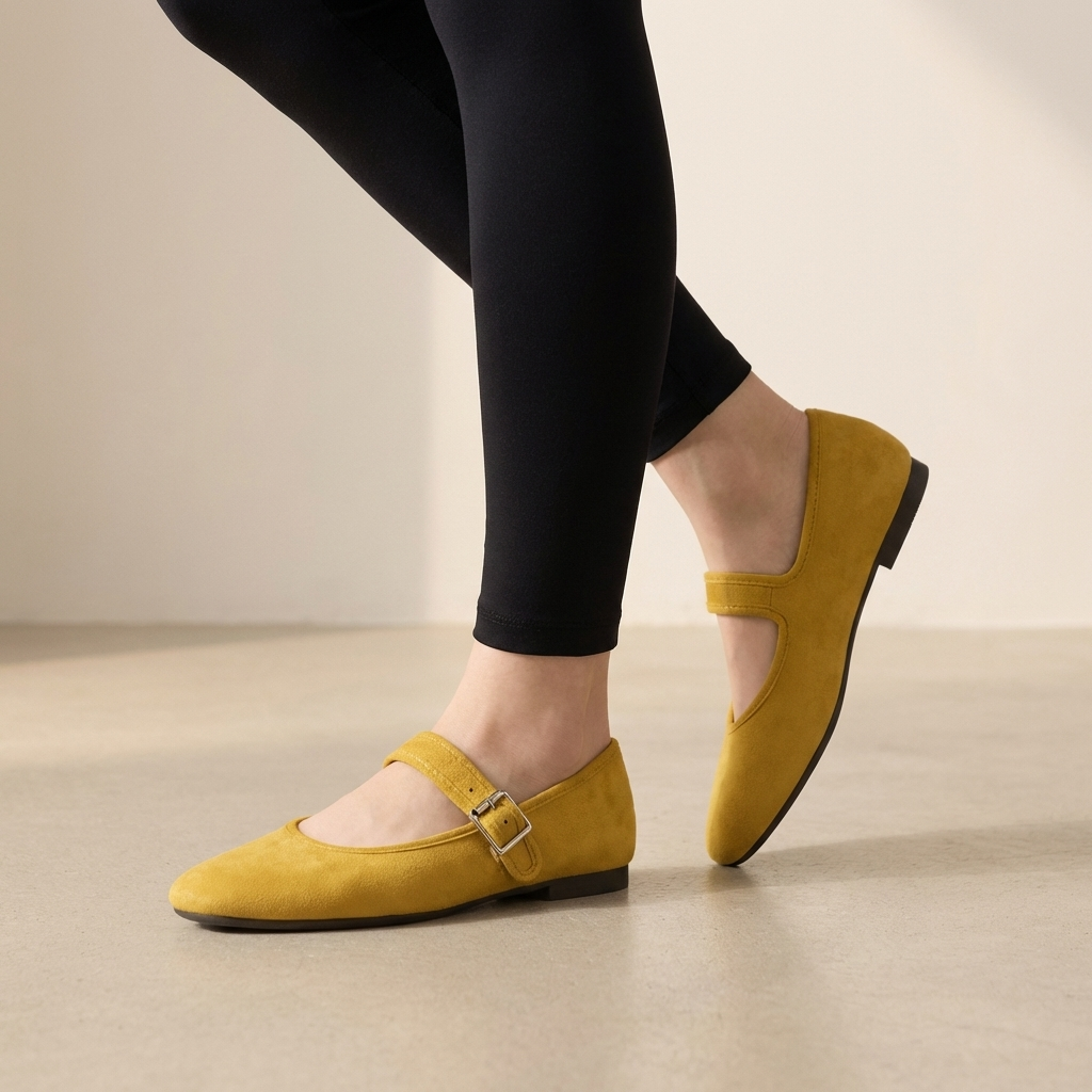 Buckle Strap Closed-Toe Mary Jane Flats for Women – Everyday Style & Comfort
