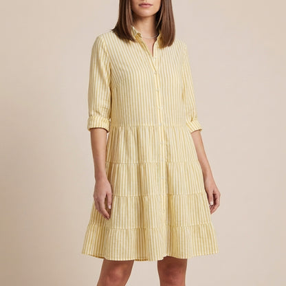 Striped Tiered Shirt Dress for Women – Effortless Style & Comfort