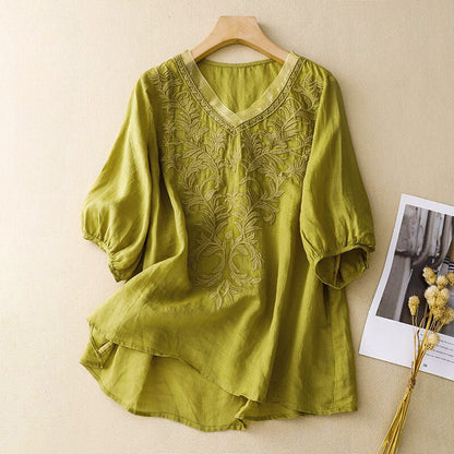 Embroidered Blouse for Women – Breathable Comfort & Casual Ease