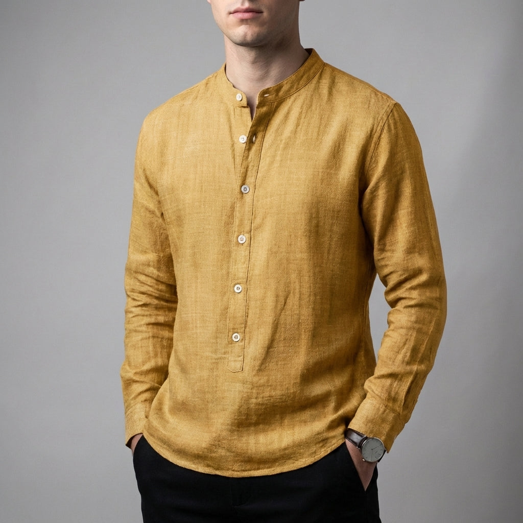 Long Sleeve Henley Shirt for Men – Breathable All-Day Comfort