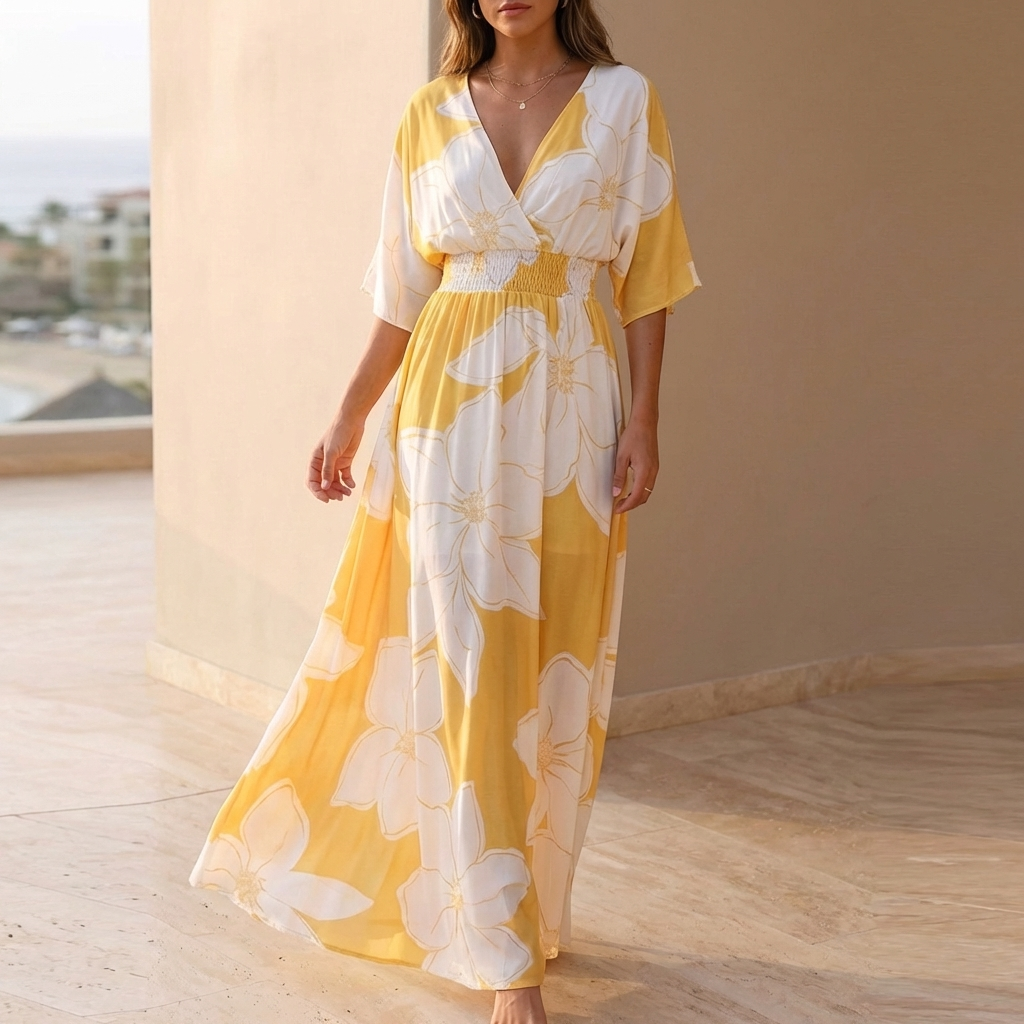 Floral Wrap Front Maxi Dress for Women – Flattering & Comfortable