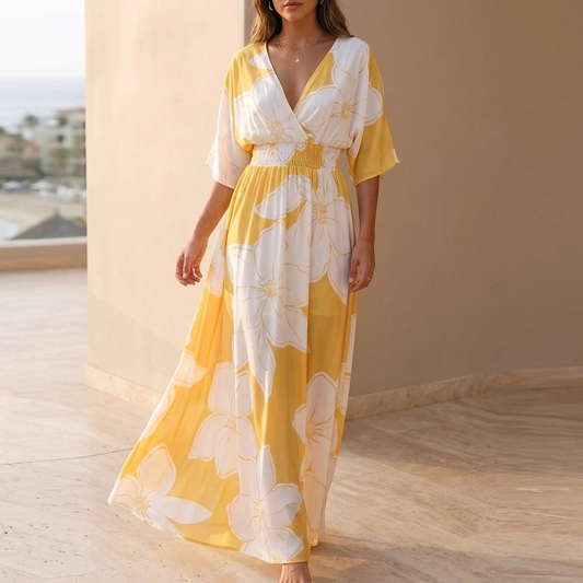 Floral Wrap Front Maxi Dress for Women – Flattering & Comfortable