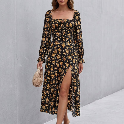 Square Neck Floral Maxi Dress for Women – Romantic & Flattering Fit